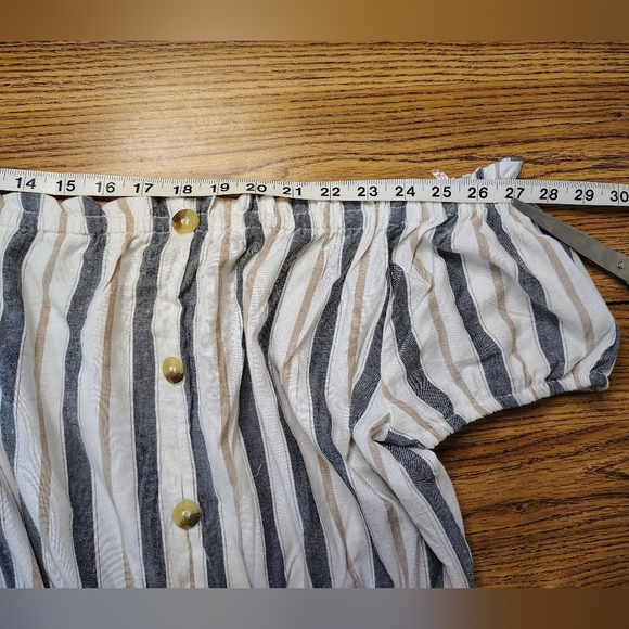 off-shoulder midi dress asymmetrical ruffle vertical lines, large, cotton blend. - Picture 12 of 16